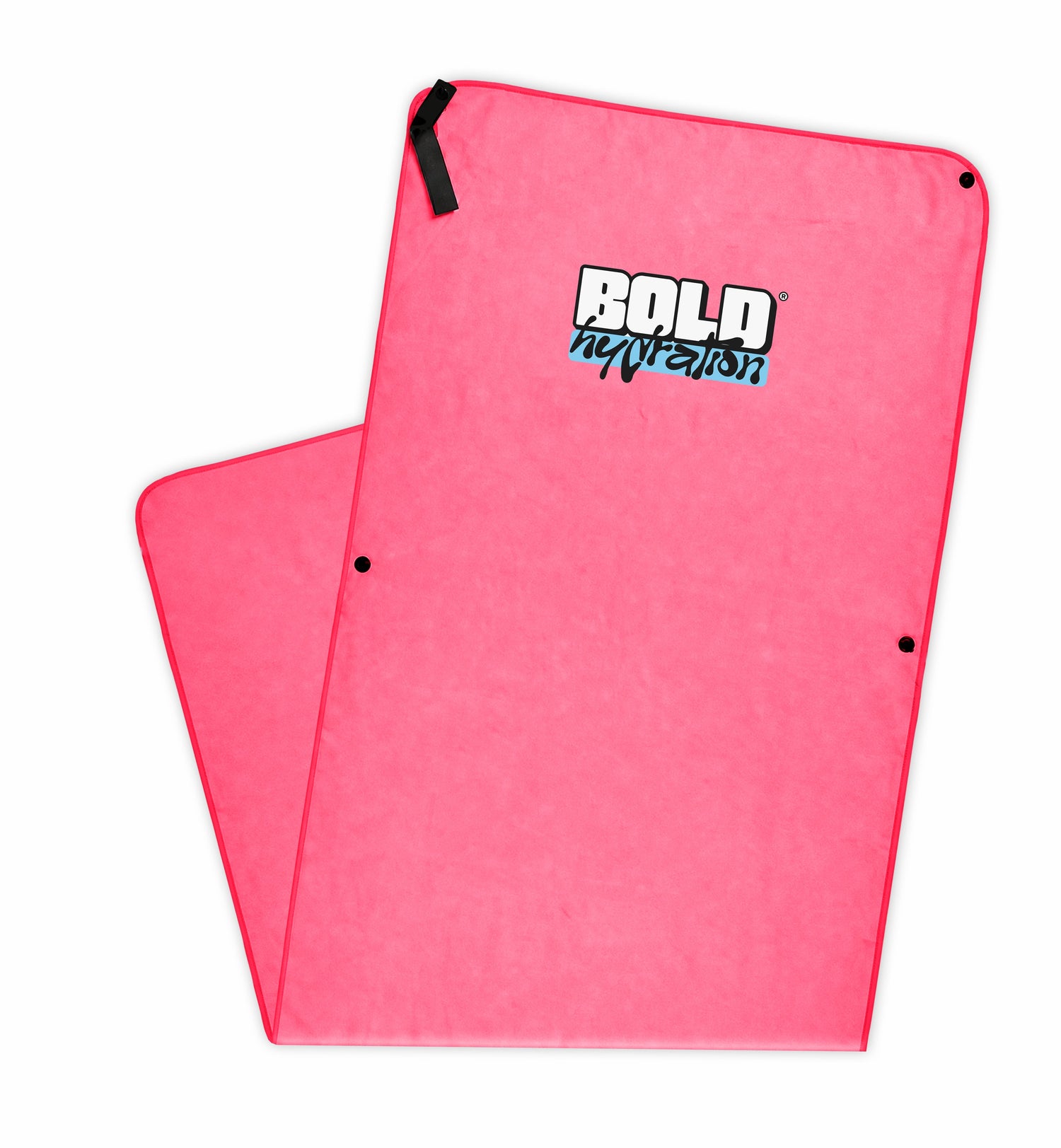 BOLD Microfiber Gym Towels - Pink, Blue, Green folded in a row